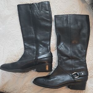 Ralph Lauren Black Leather Heeled Boots
